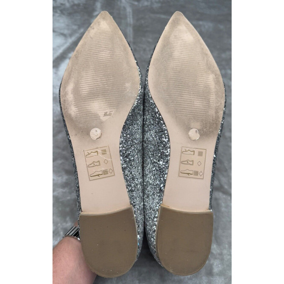 Sole Society Cammila Silver Glitter Pointed Toe Loafer Flats Womens Size 9 - Picture 7 of 8